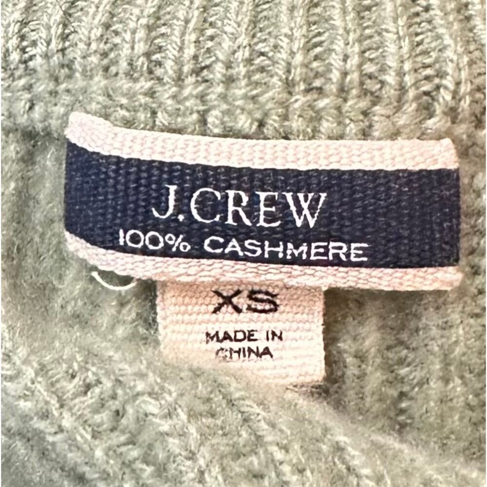 J. Crew Ribbed Pure Cashmere Oversized Crewneck Sweater Green BB402 Size XS - Picture 9 of 12